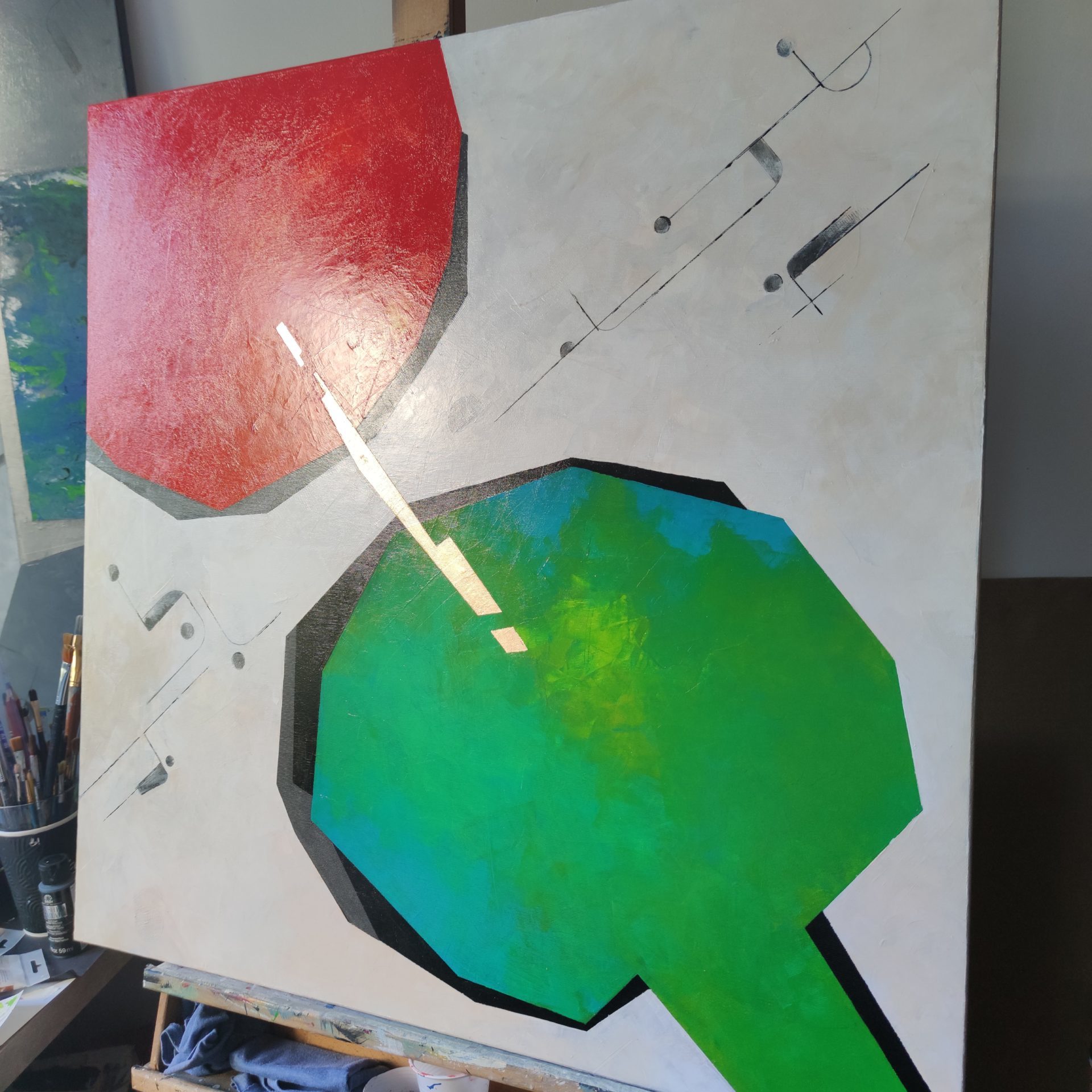 2 światy, obraz na płótnie, Dorota Kiermasz_akryl_na_plotnie_2021r_80x80cm