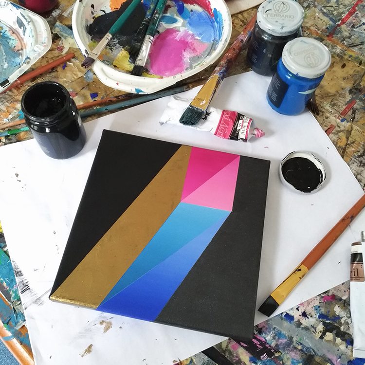 Gold & pink, 20 x 20 cm