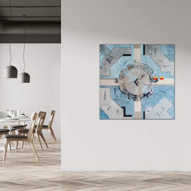 Obraz na płótnie Pionek i Plac Wolności w Łodzi, wizualizacja we wnętrzu