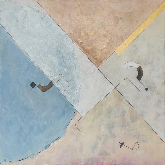 Podzial bialy na czarnym 2, 70 x 70 cm