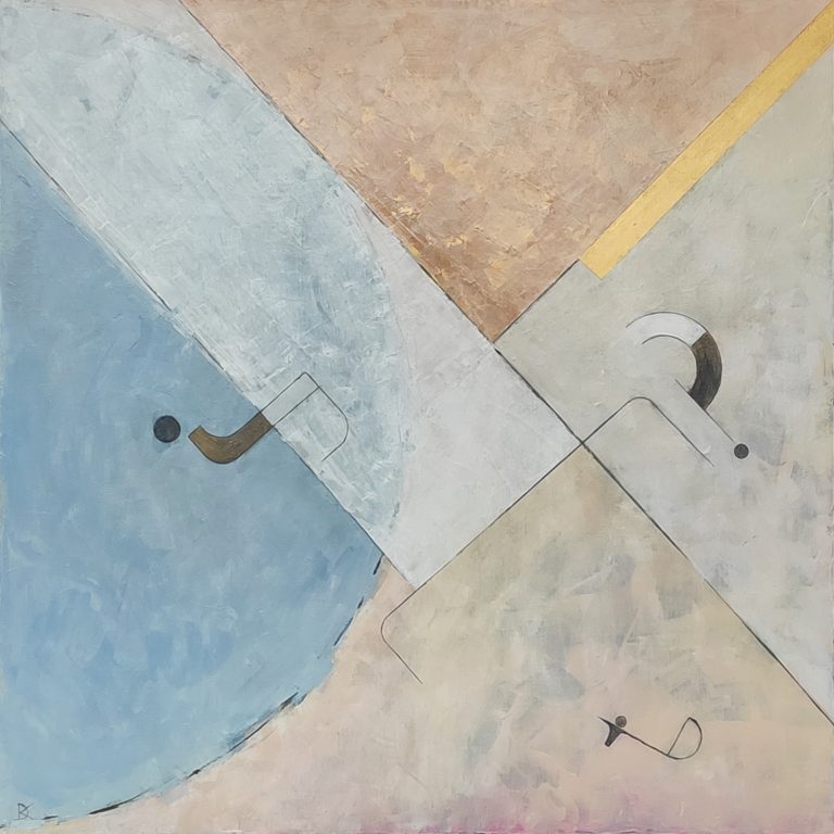 Podzial bialy na czarnym 2, 70 x 70 cm