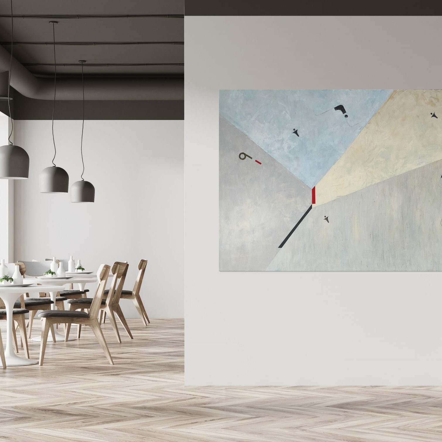 Obraz na płótnie, biale na czarnym 1, 90 x 150 cm