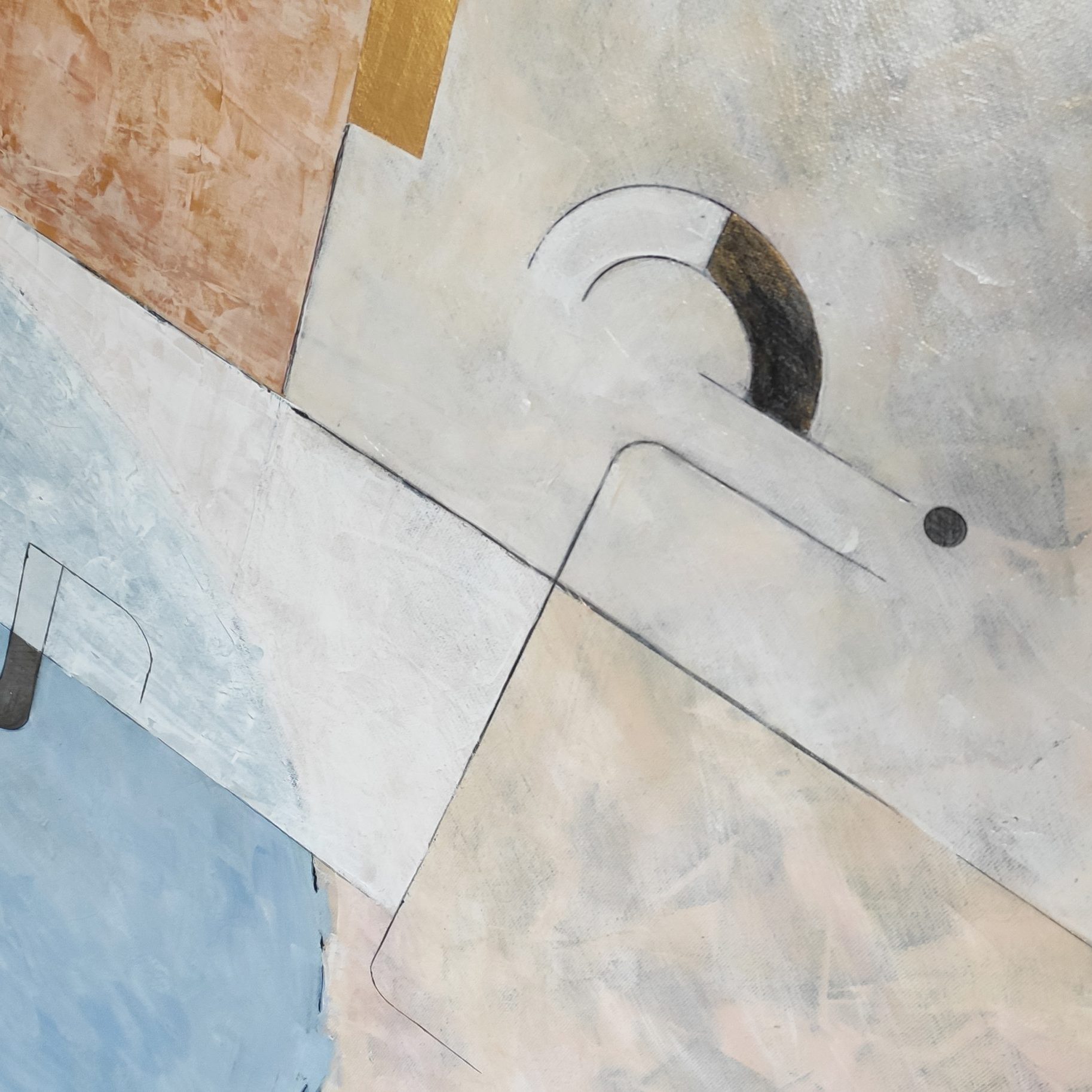 Podział biały na czarnym 2, 70 x 70 cm,detal mlarski