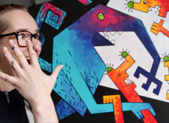 Dotik i obraz na płótnie.