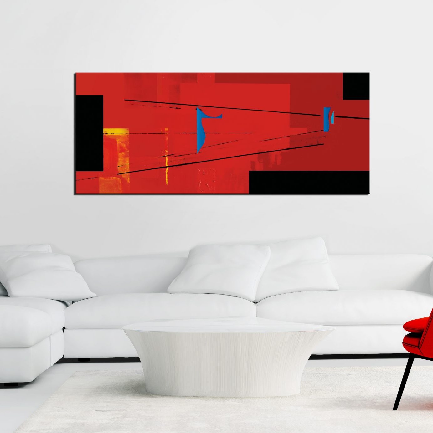 Zatrzymany kadr w czerwieni II; wizualizacja we wnętrzu