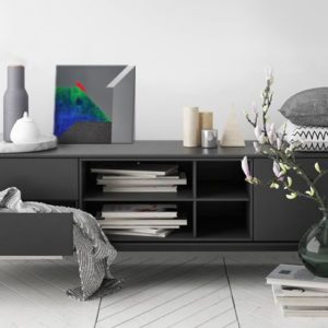 Szary obraz z czerwonym paskiem, 20 x 20 cm