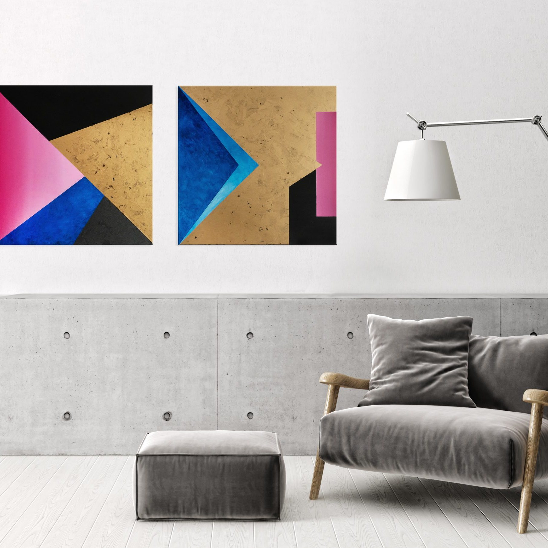 Podział ze złotem II i III, 50 x 50 cm