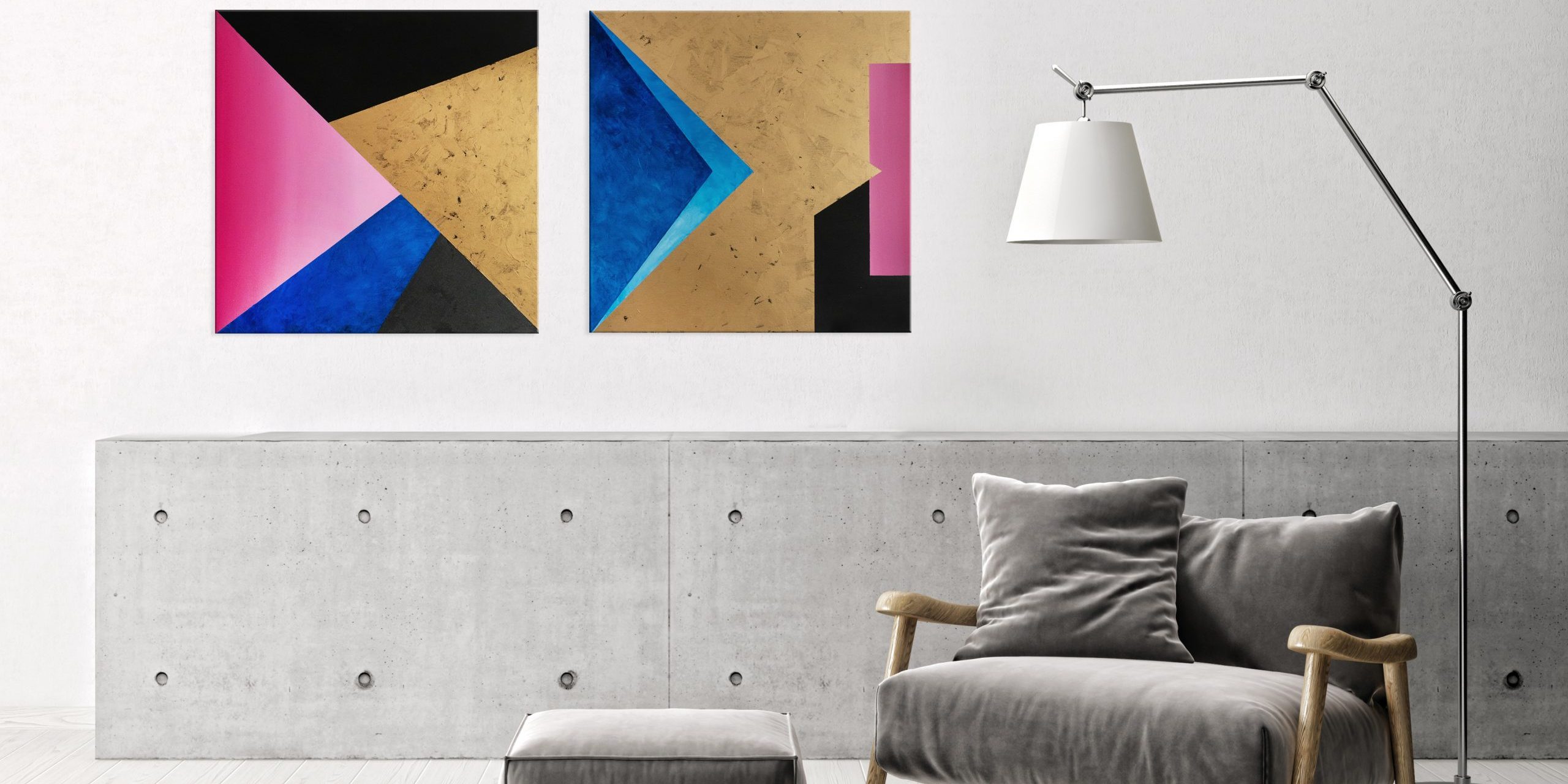 Dorota Kiermasz, Podział ze złotem II i III Podział ze złotem II i III, 50 x 50 cm