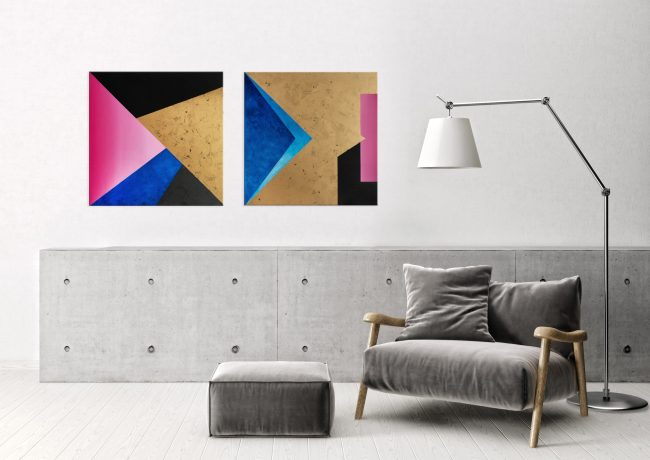 Dorota Kiermasz, Podział ze złotem II i III Podział ze złotem II i III, 50 x 50 cm