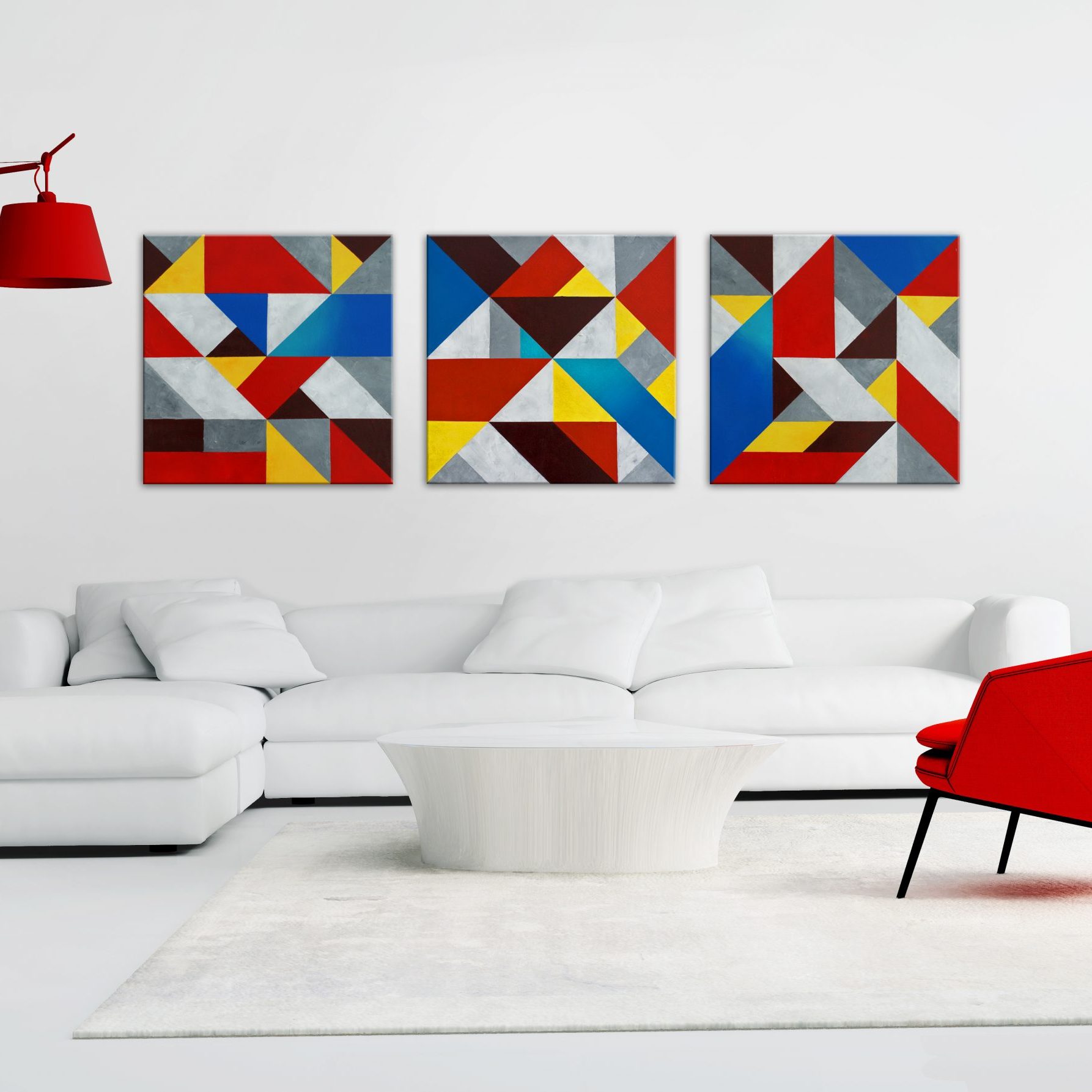 Podział z bielą po przekątnej, 60 x 60 cm