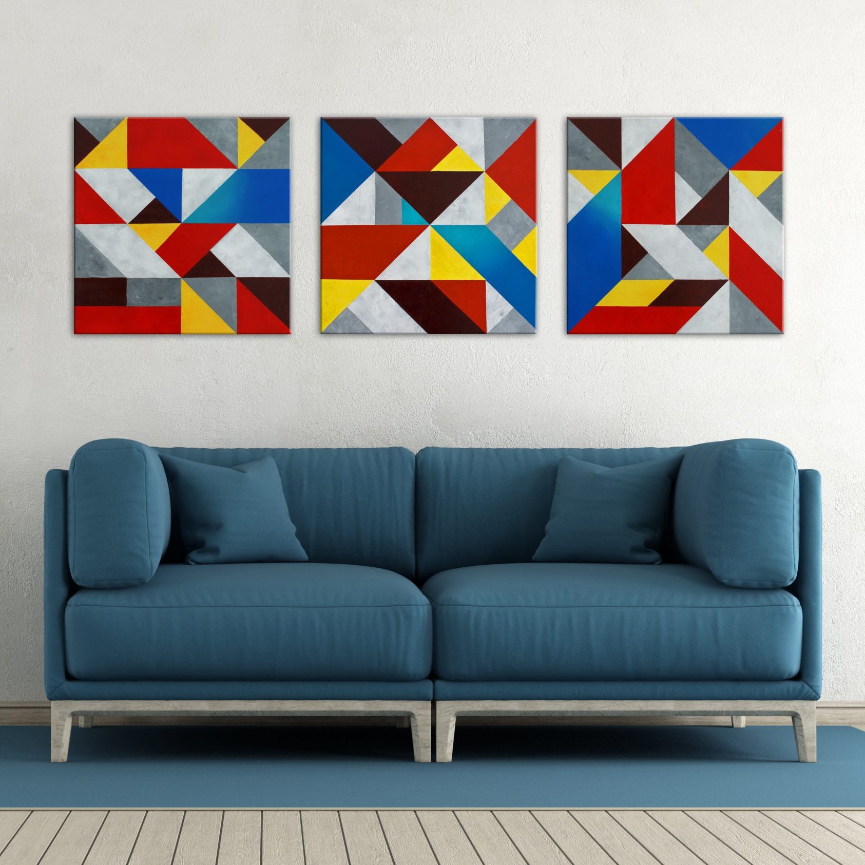 Podział z bielą po przekątnej, 60 x 60 cm