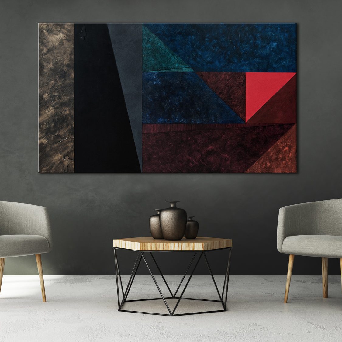 Podział do kwadratu, obraz akrylowy, 90 x150 cm