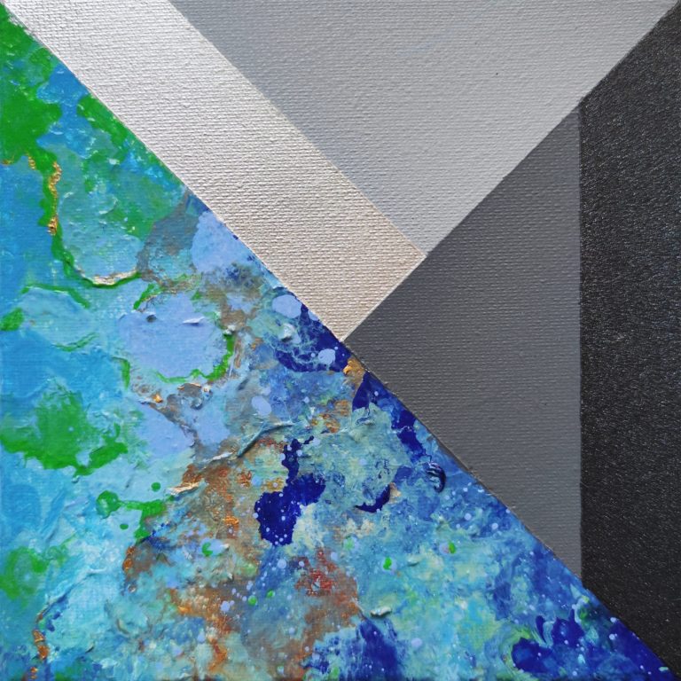 Miniatura, podział strukturalny ze srebrem 15 x 15cm