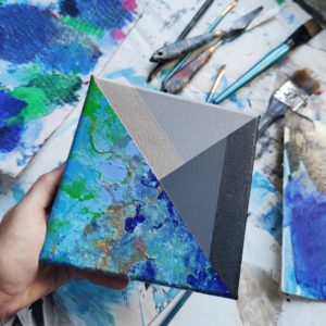 Miniatura, podział strukturalny ze srebrem 15 x 15cm