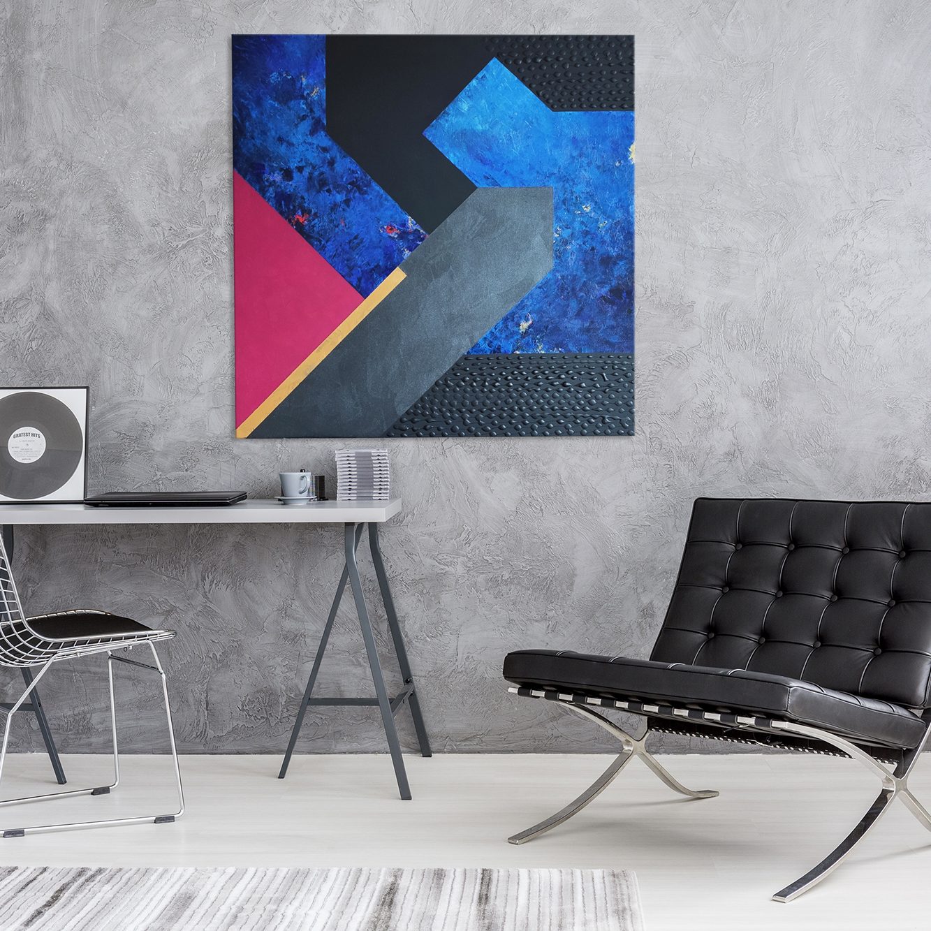 Podział strukturalny ze złotym paskiem, 80 x 80 cm