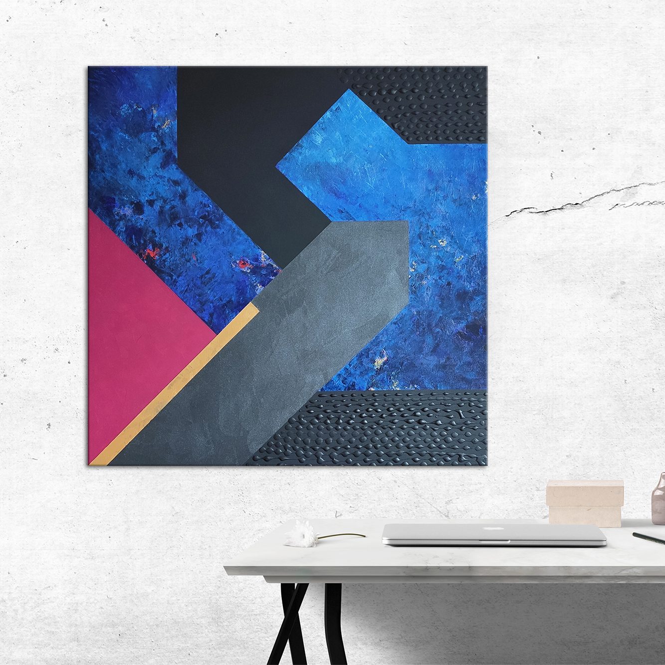 Podział strukturalny ze złotym paskiem, 80 x 80 cm