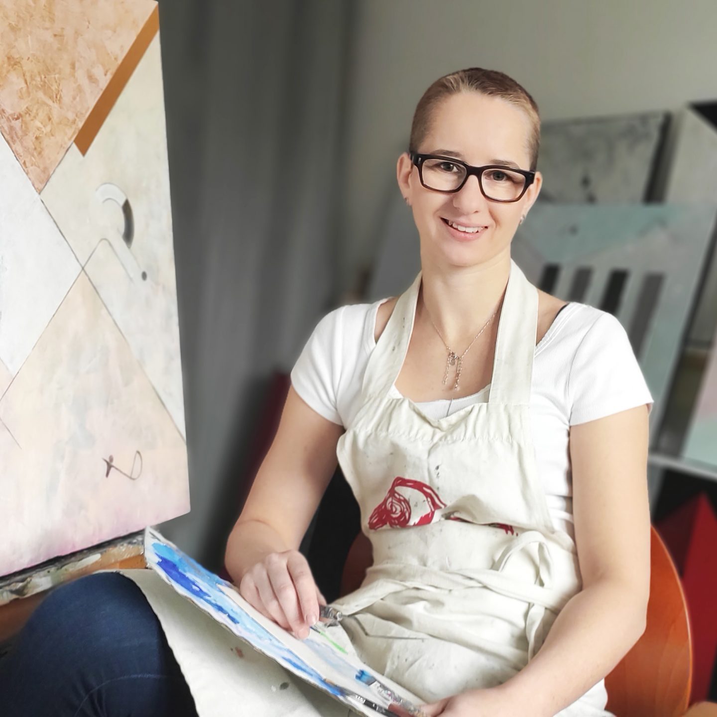 Dorota Kiermasz, Podział biały na czarnym 2, 70 x 70 cm