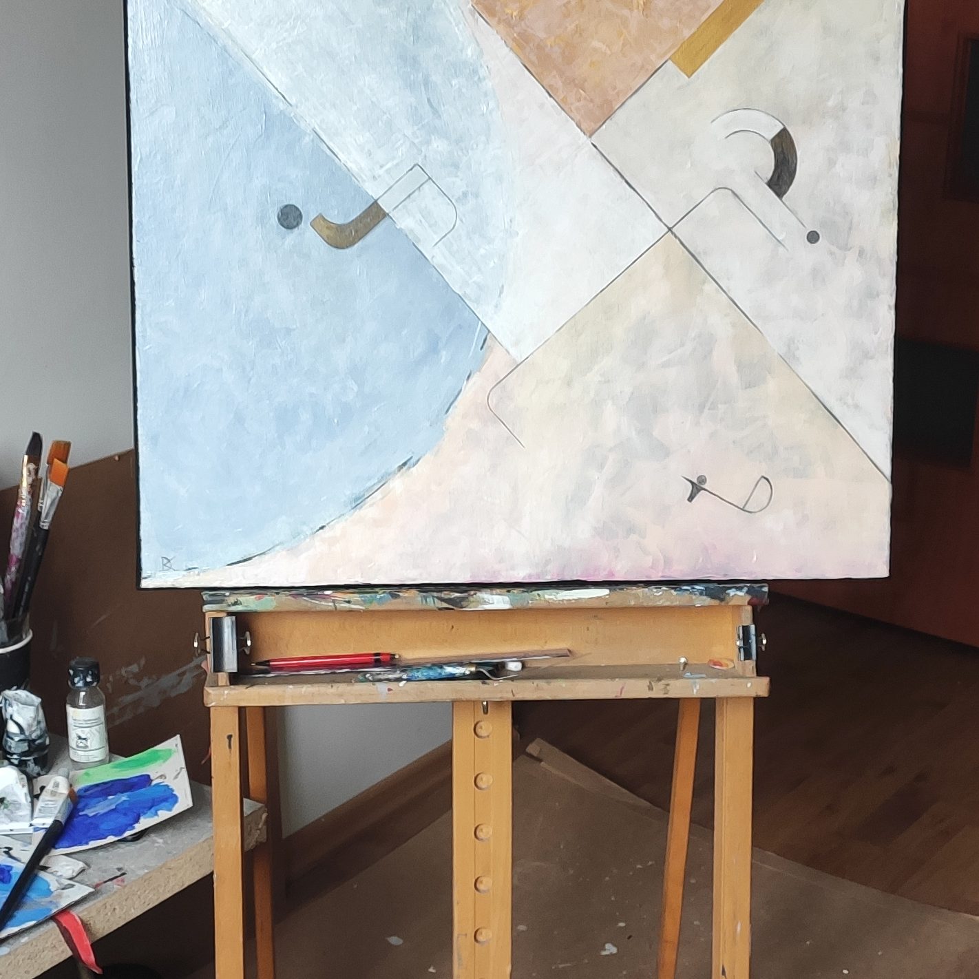 Podzial bialy na czarnym 2, 70 x 70 cm