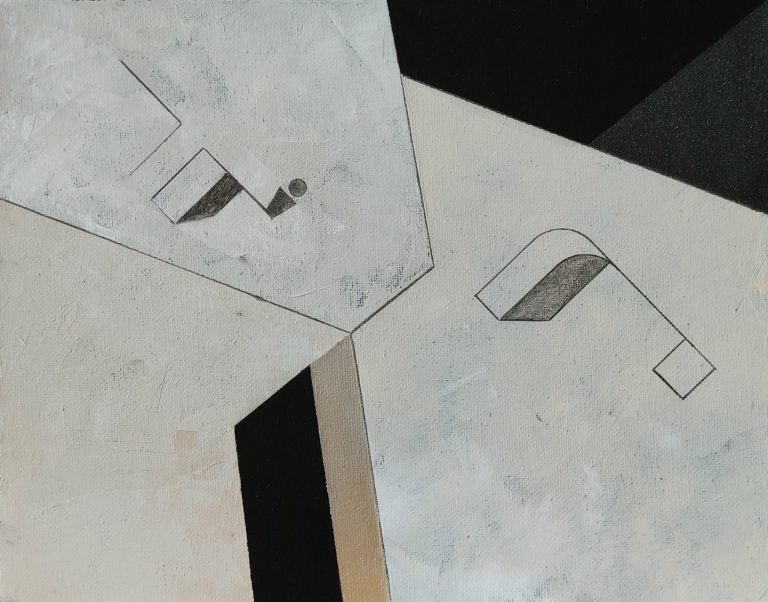 W poszukiwaniu miejsca z cyklu Białe na czarnym. Systemy otwarte, 20 x 30 cm